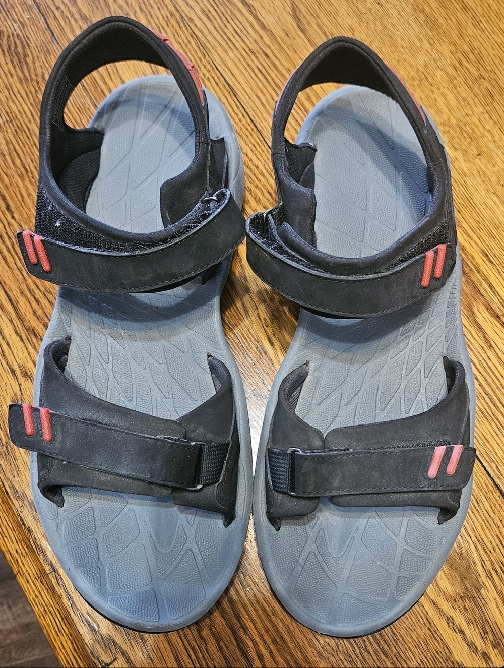 Merrell Black and Gray Men's Sport Sandals with Red Accents Size 13